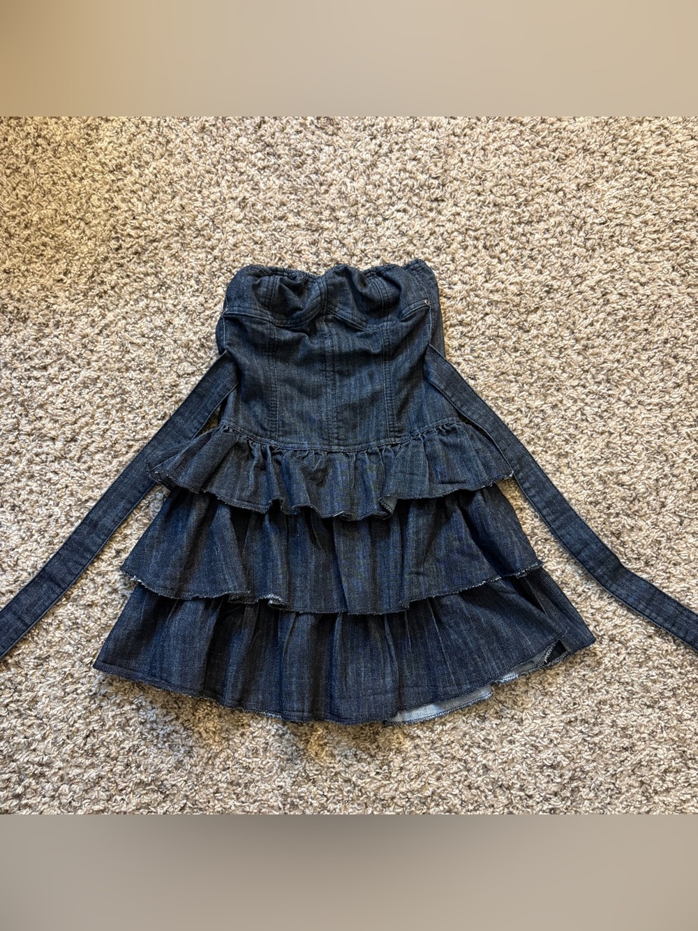 Vintage Y2K Grunge Boom Boom Jeans Denim Ruffle Mini Dress Size Women’s Medium